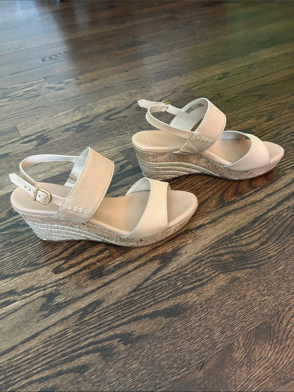 UGG Beige/Tan Cork Platform Sandals with Espadrille wedge | Size 10